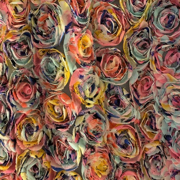 Textured Midi Length Rose-Effect Skirt - Picture 3 of 4